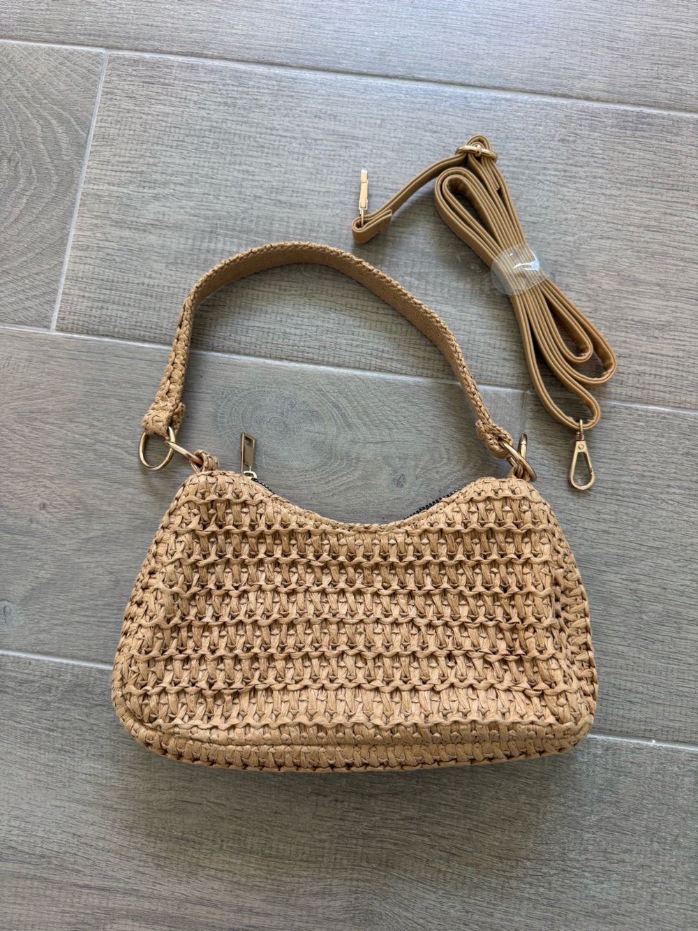 Primark Woven Straw Hobo Bag - Tan